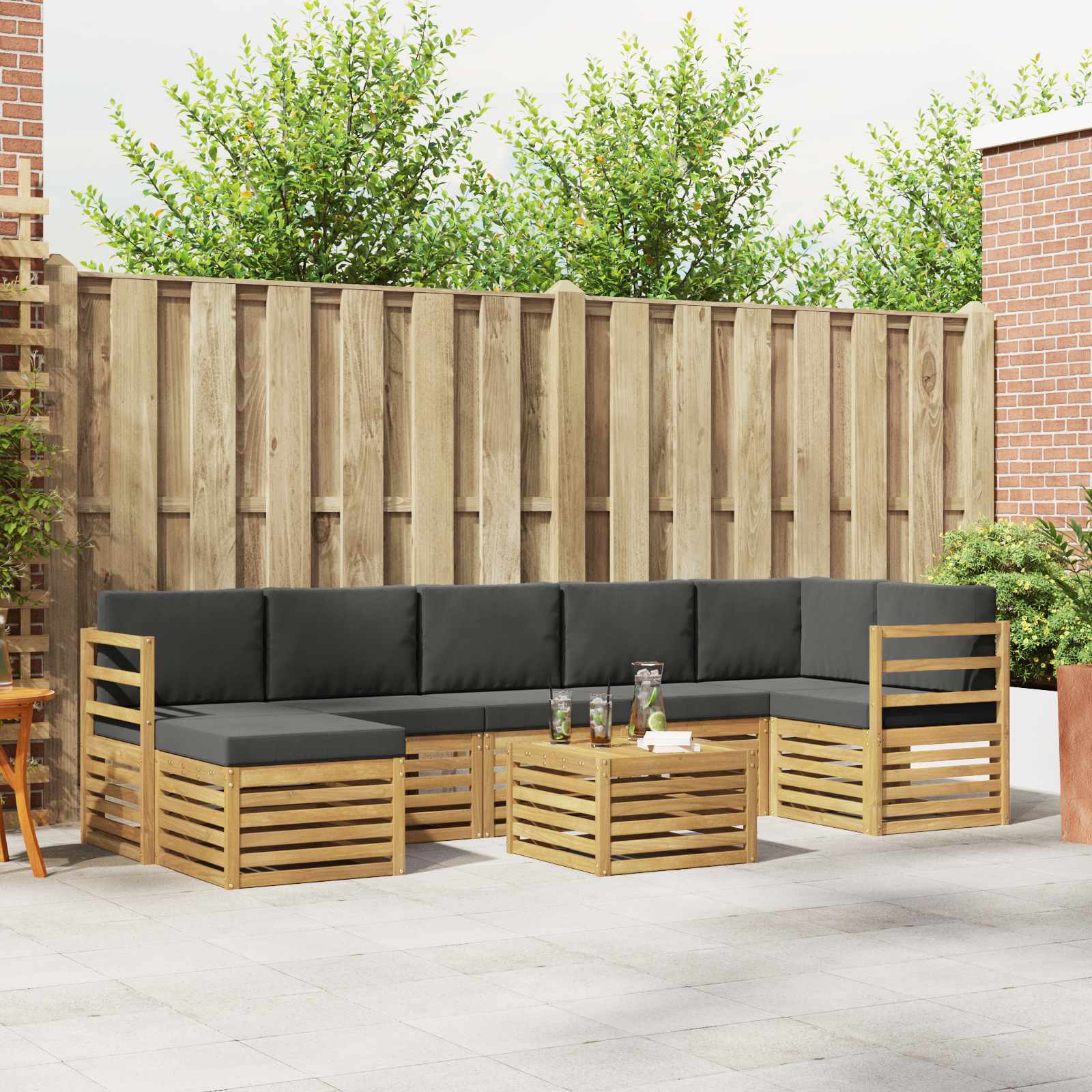vidaXL Sofa-Sets 8 pcs Naturel Massief Acaciahout