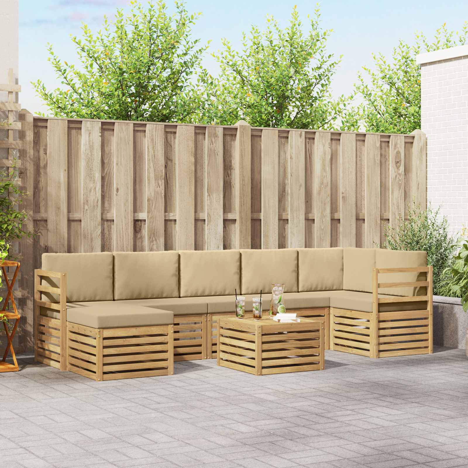 vidaXL Sofa-Sets 8 pcs Naturel Massief Acaciahout