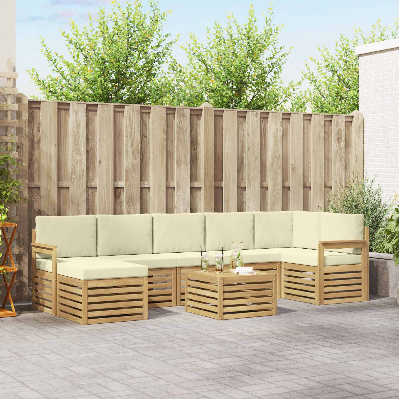 vidaXL Sofa-Sets 8 pcs Naturel Massief Acaciahout