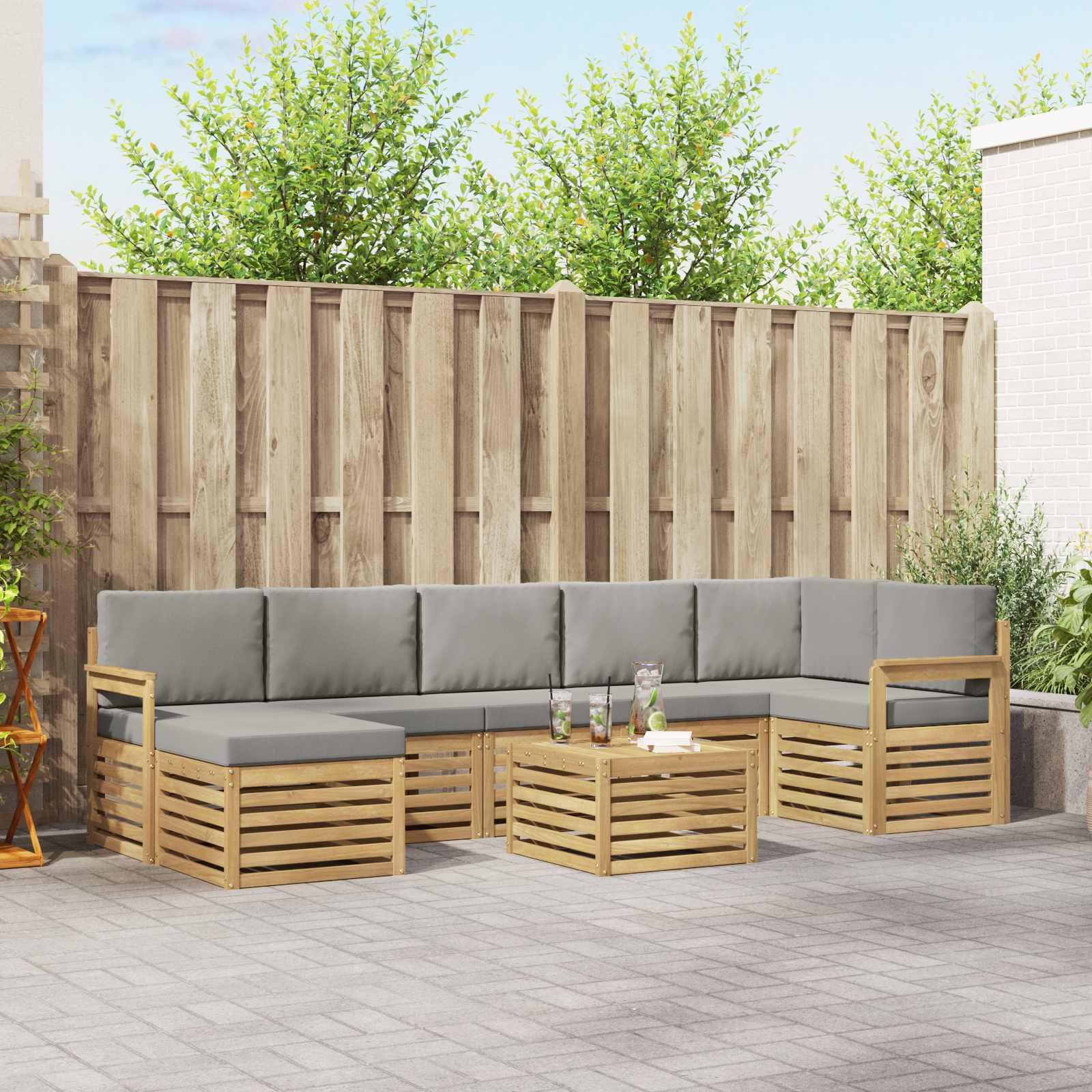 vidaXL Sofa-Sets 8 pcs Naturel Massief Acaciahout