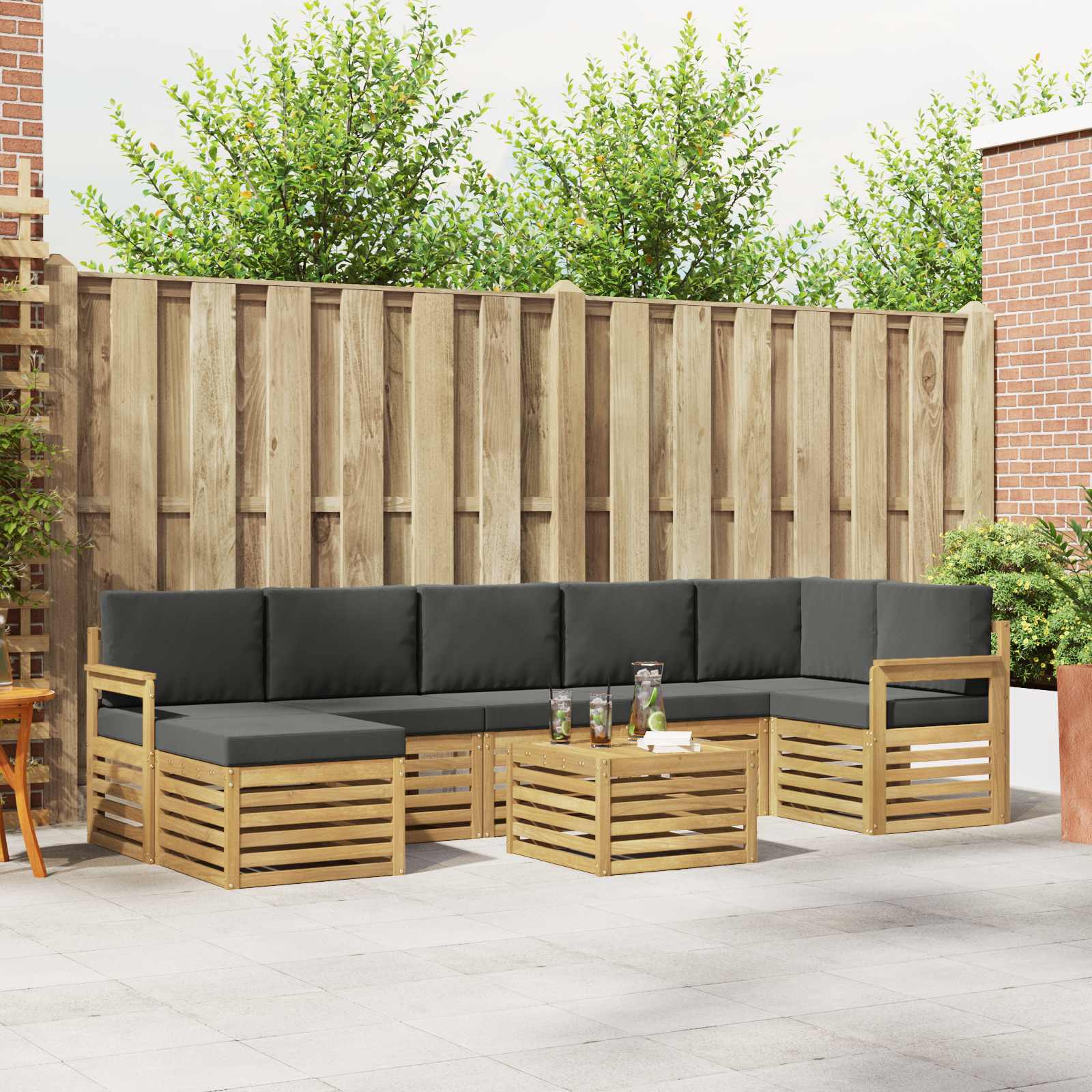 vidaXL Sofa-Sets 8 pcs Naturel Massief Acaciahout