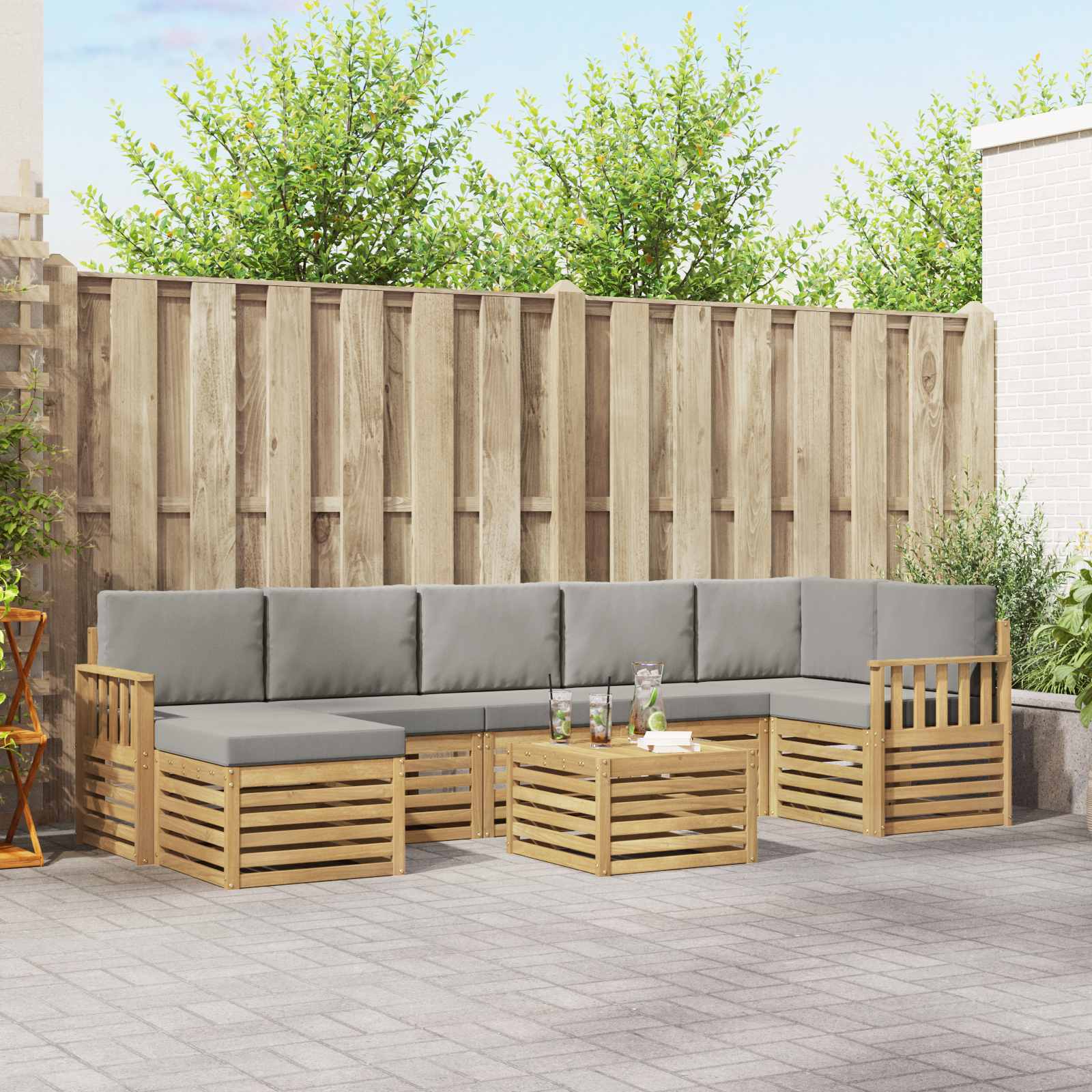 vidaXL Sofa-Sets 8 pcs Naturel Massief Acaciahout