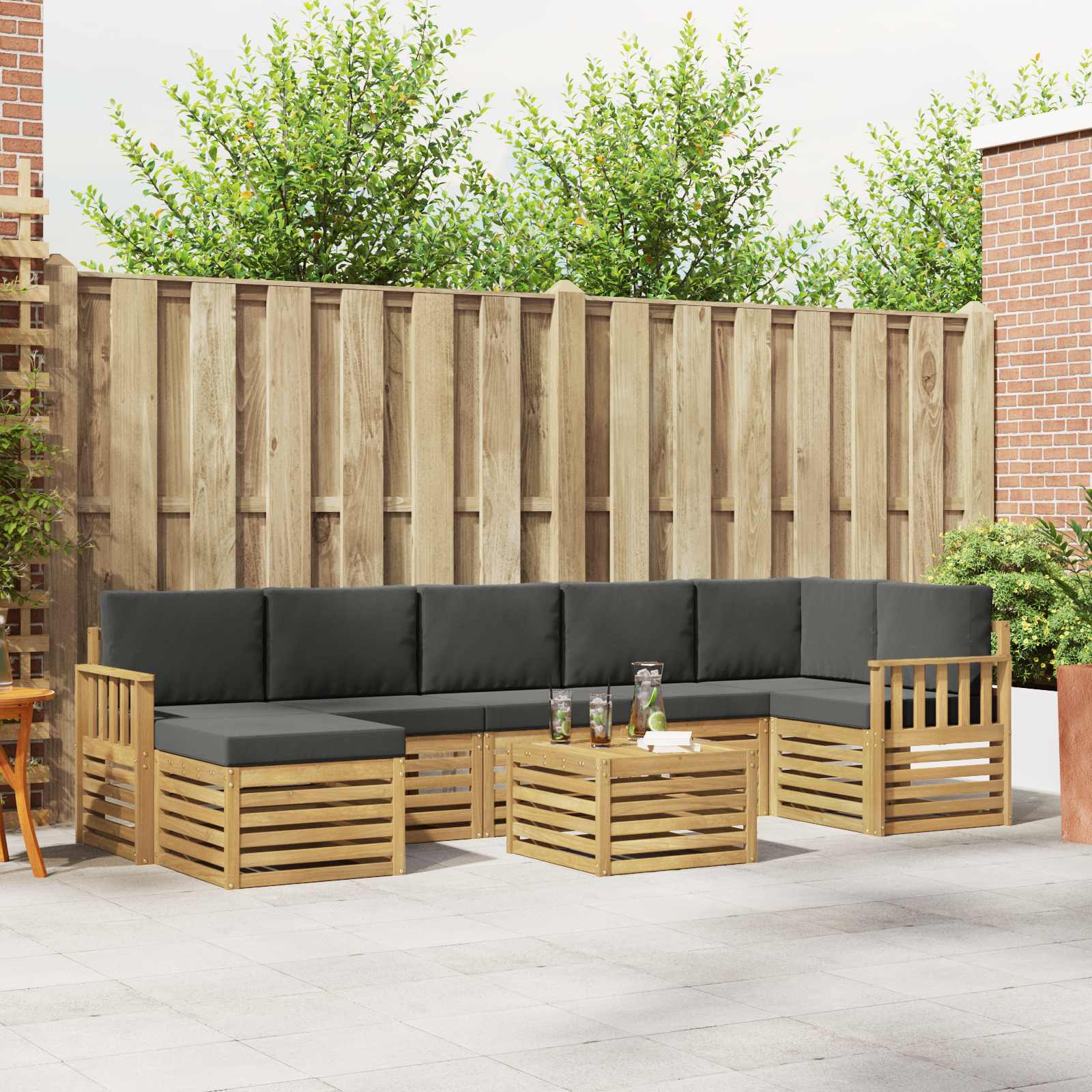 vidaXL Sofa-Sets 8 pcs Naturel Massief Acaciahout