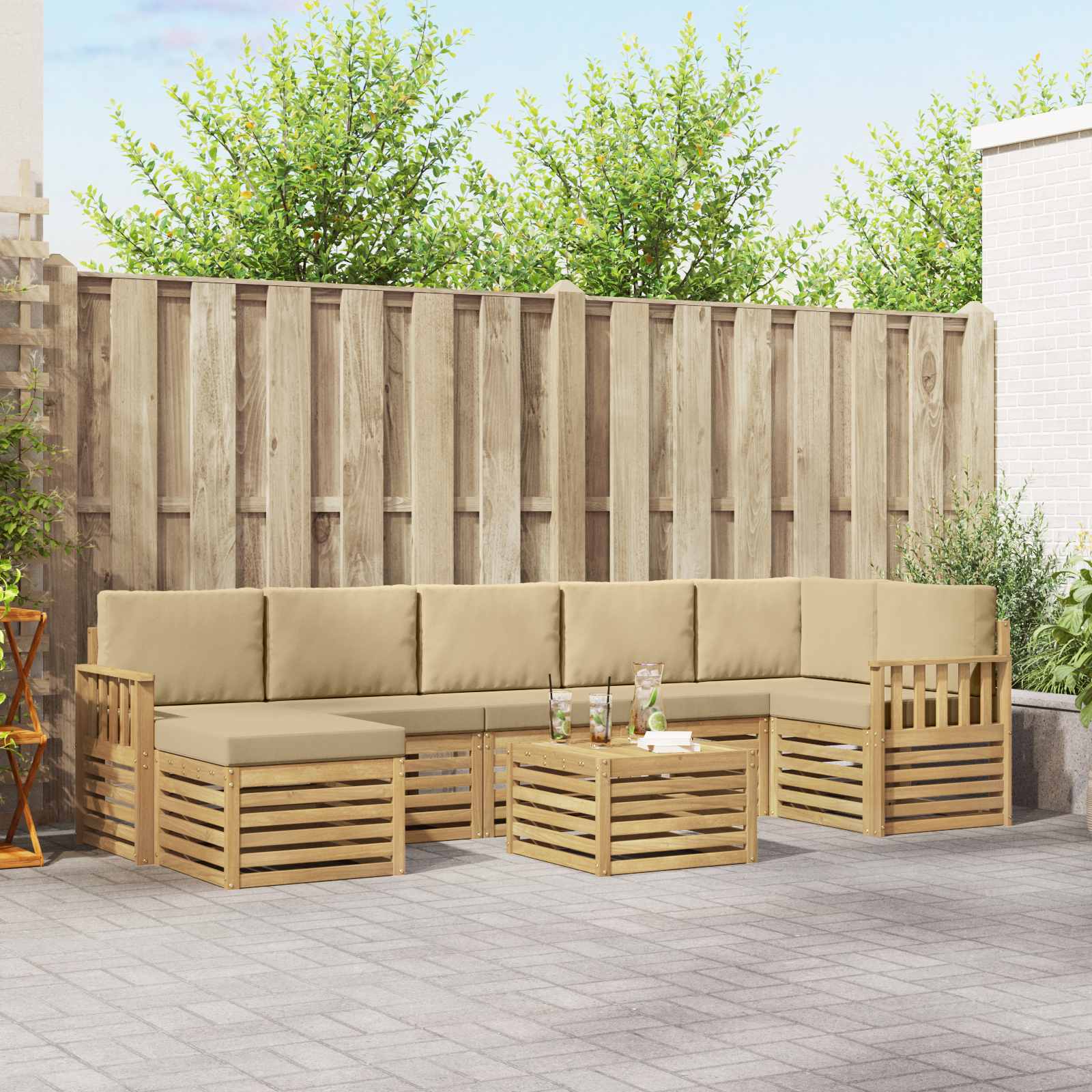 vidaXL Sofa-Sets 8 pcs Naturel Massief Acaciahout