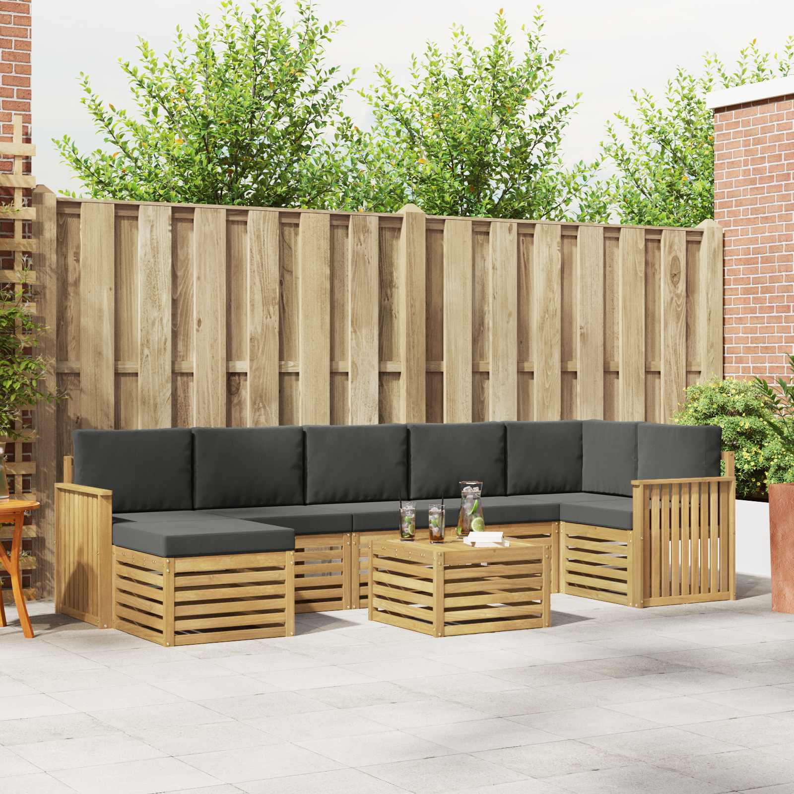 vidaXL Sofa-Sets 8 pcs Naturel Massief Acaciahout