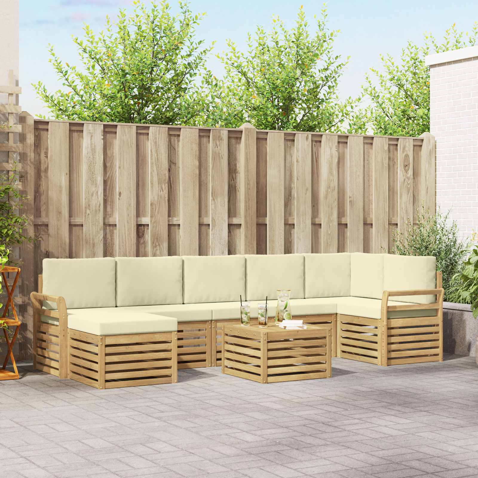 vidaXL Sofa-Sets 8 pcs Naturel Massief Acaciahout