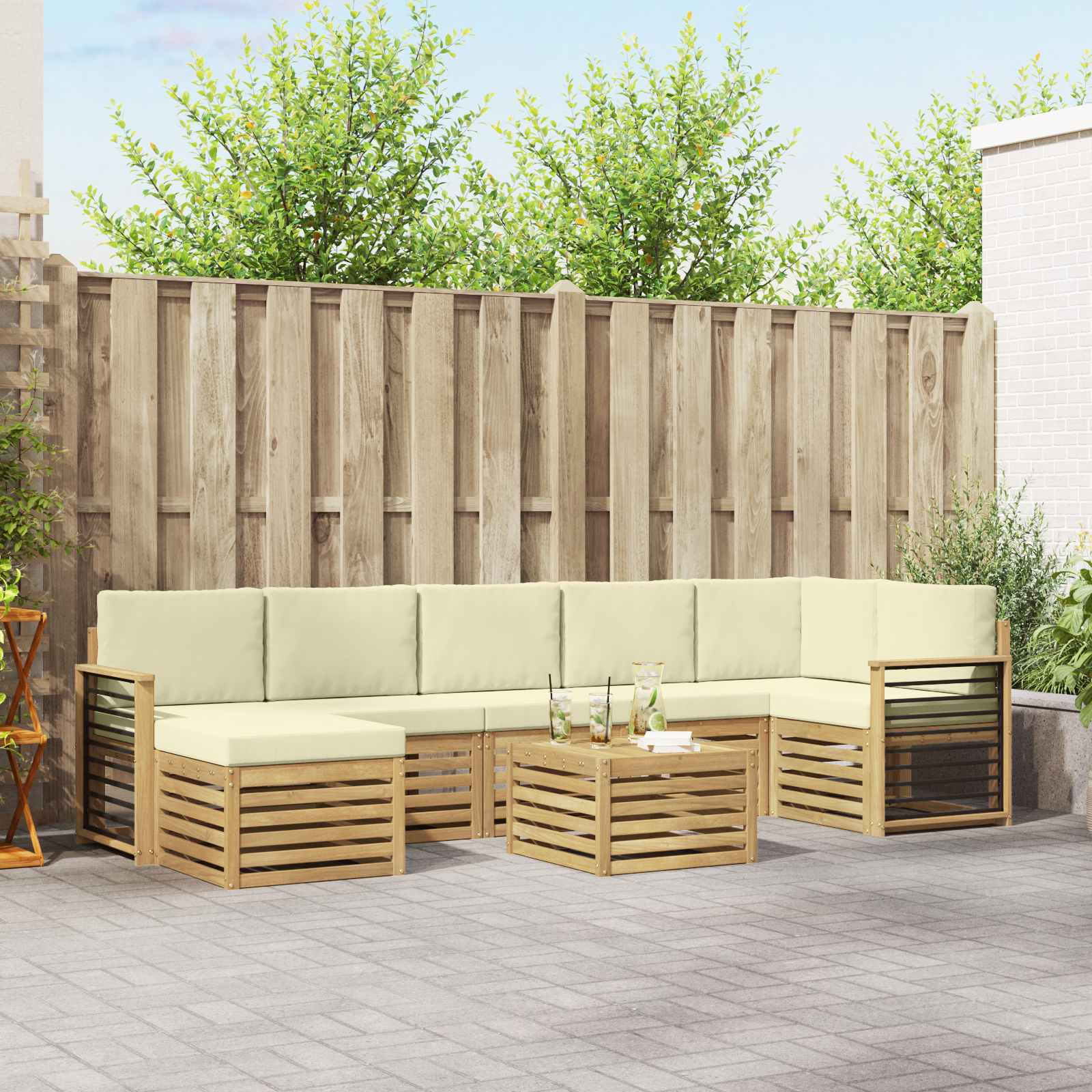 vidaXL Sofa-Sets 8 pcs Naturel Massief Acaciahout