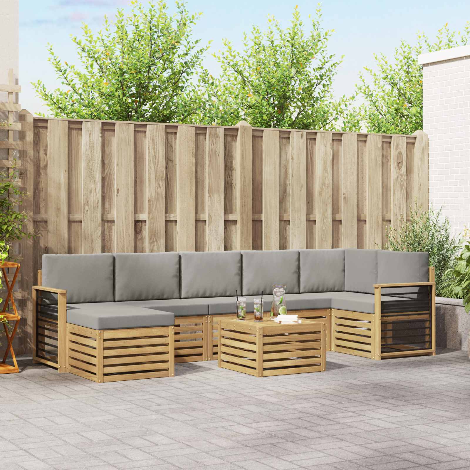 vidaXL Sofa-Sets 8 pcs Naturel Massief Acaciahout