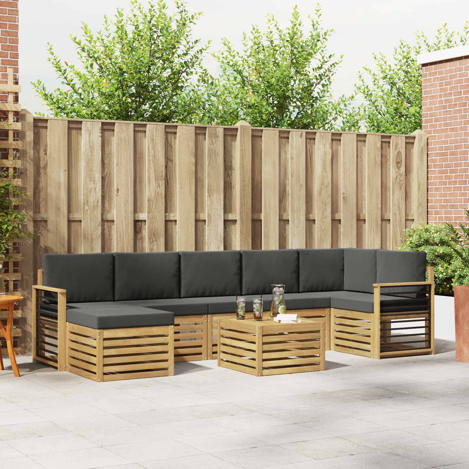 vidaXL Sofa-Sets 8 pcs Naturel Massief Acaciahout