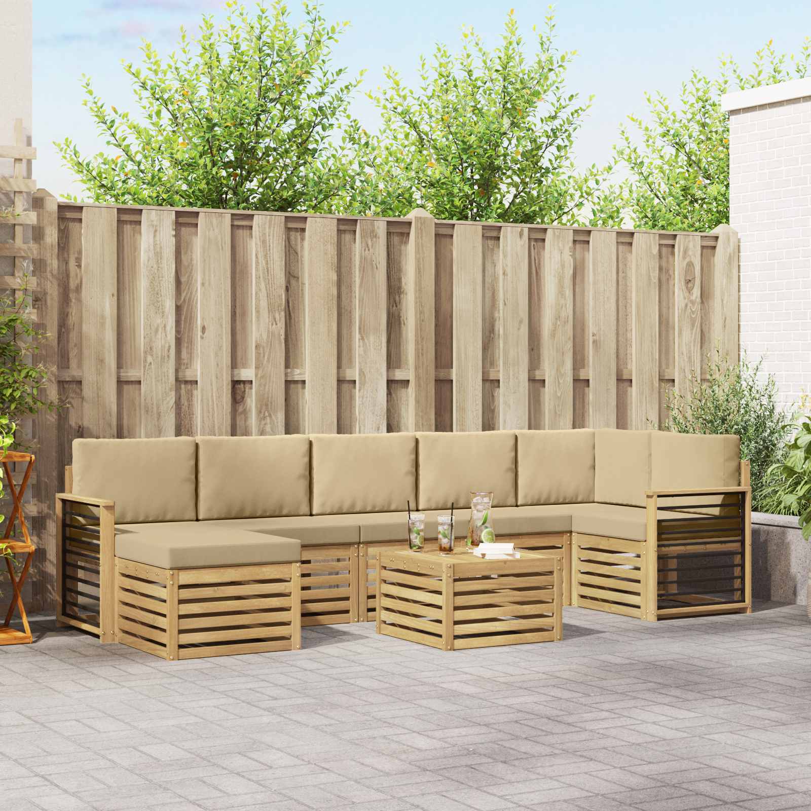 vidaXL Sofa-Sets 8 pcs Naturel Massief Acaciahout