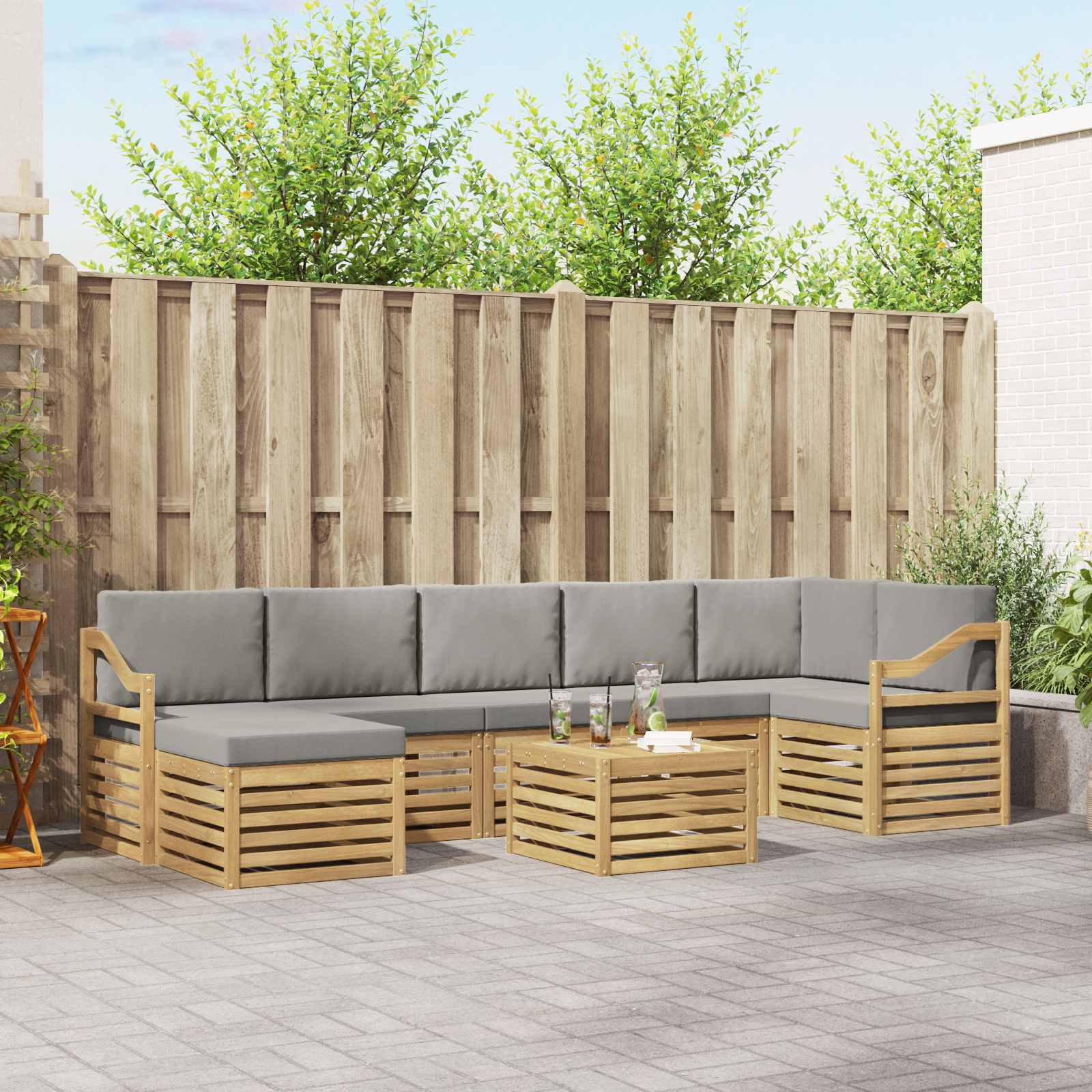 vidaXL Sofa-Sets 8 pcs Naturel Massief Acaciahout