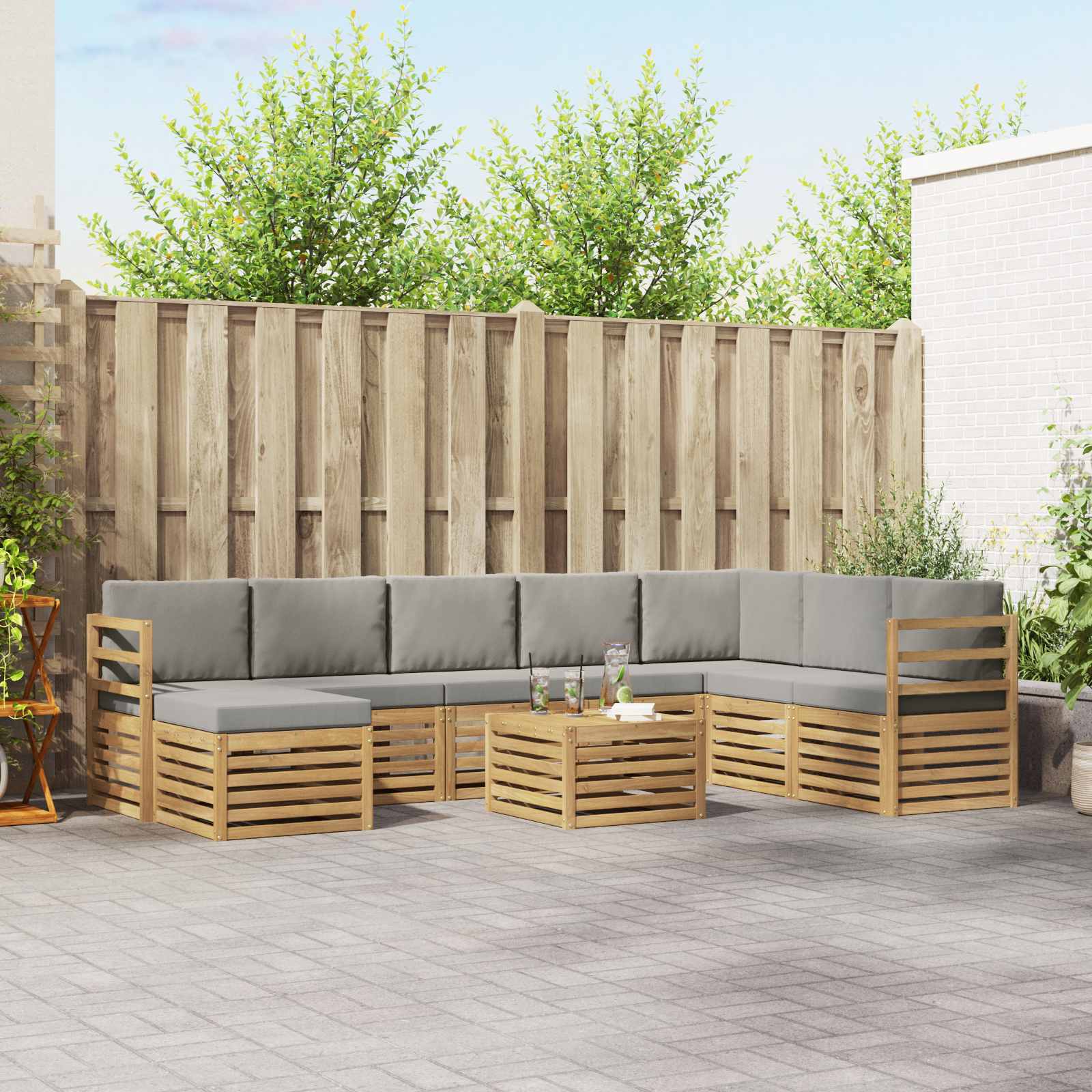 vidaXL Sofa-Sets Naturel Massief Acaciahout