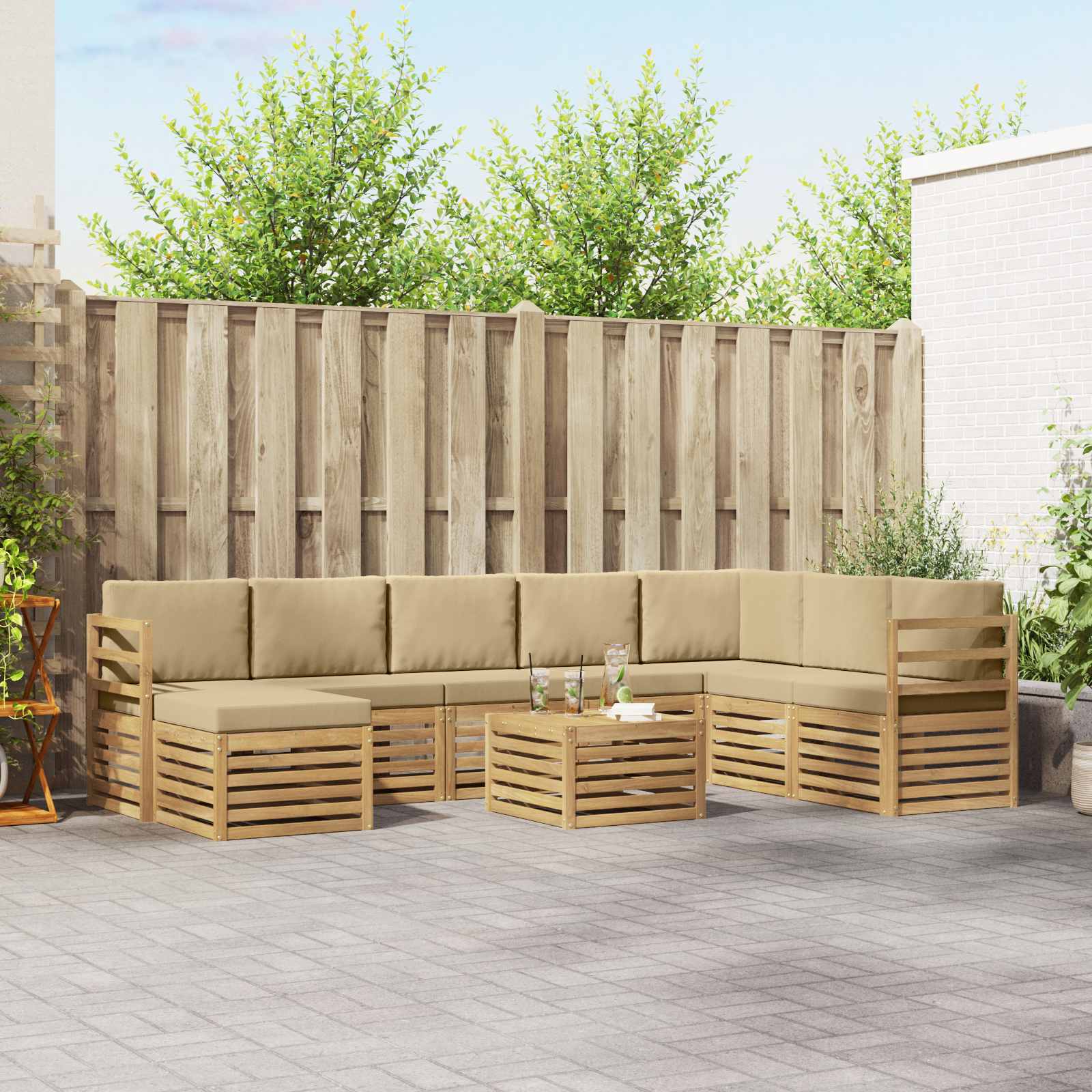 vidaXL Sofa-Sets Naturel Massief Acaciahout