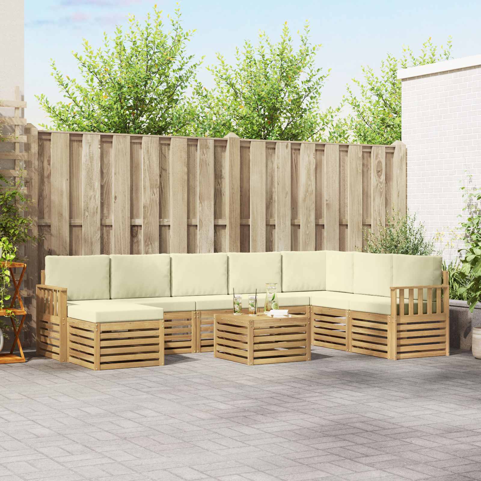 vidaXL Sofa-Sets Naturel Massief Acaciahout