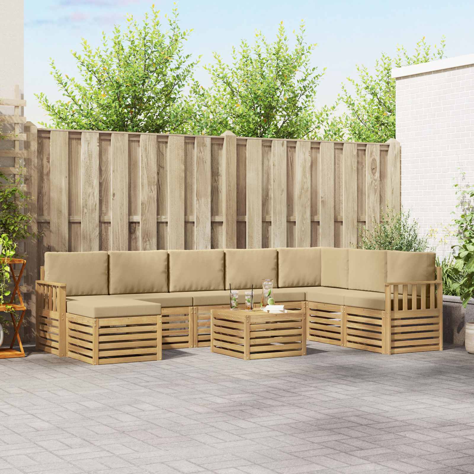 vidaXL Sofa-Sets Naturel Massief Acaciahout