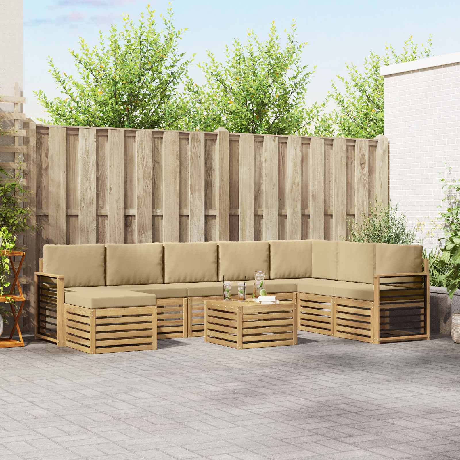 vidaXL Sofa-Sets Naturel Massief Acaciahout