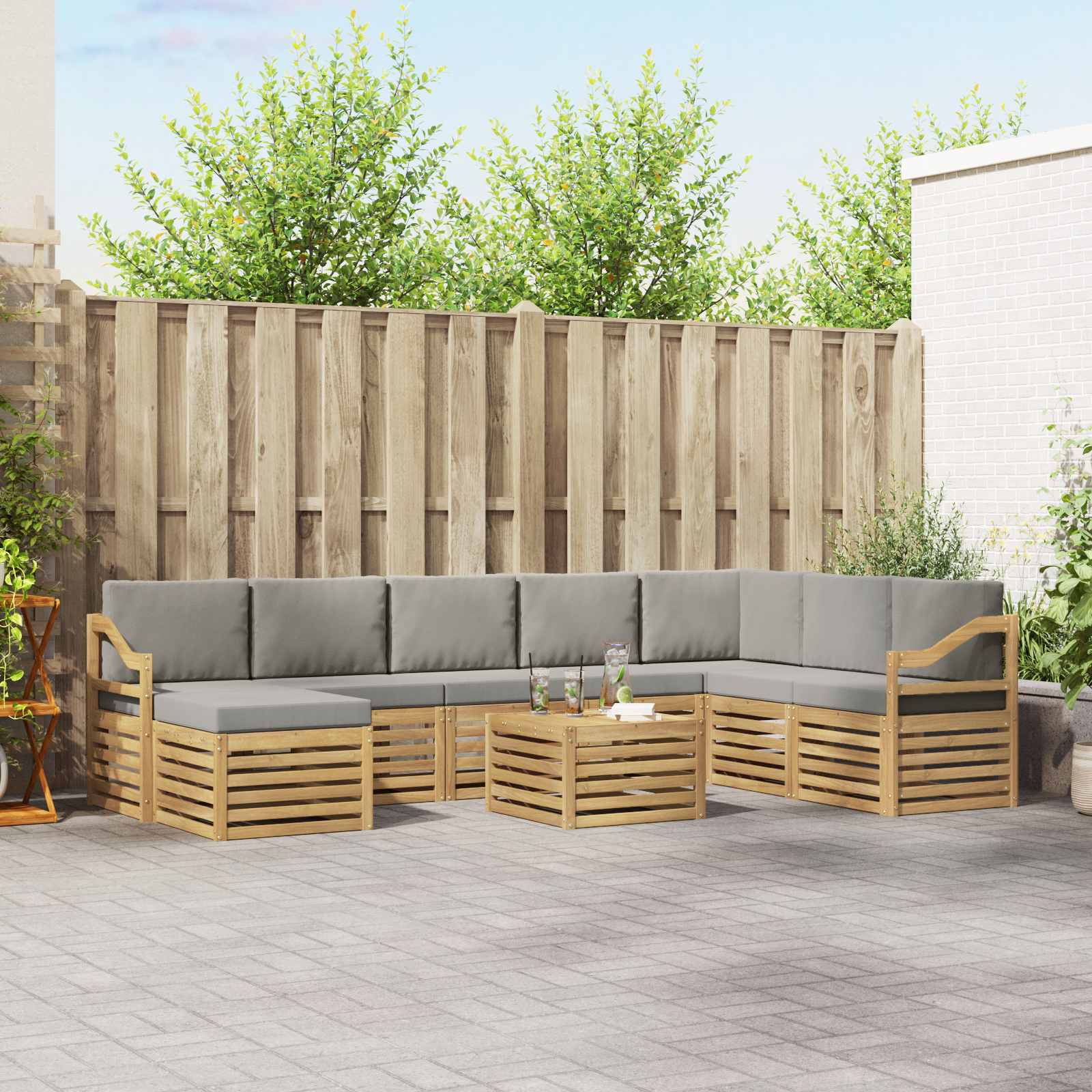 vidaXL Sofa-Sets Naturel Massief Acaciahout