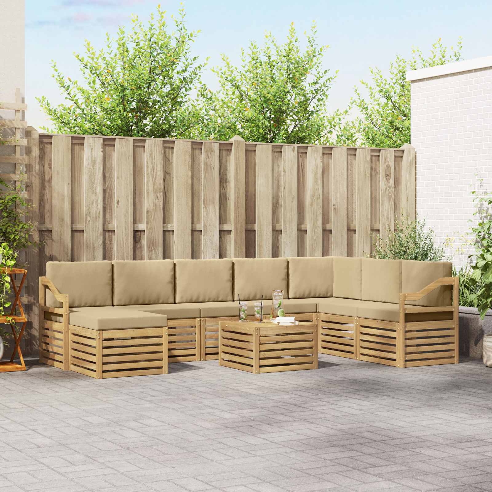 vidaXL Sofa-Sets Naturel Massief Acaciahout