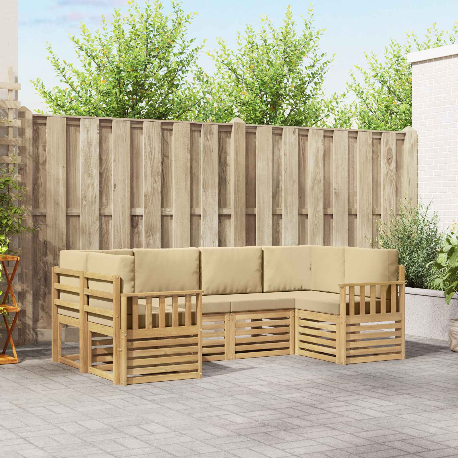 vidaXL Sofa-Sets 6 pcs Naturel Massief Acaciahout