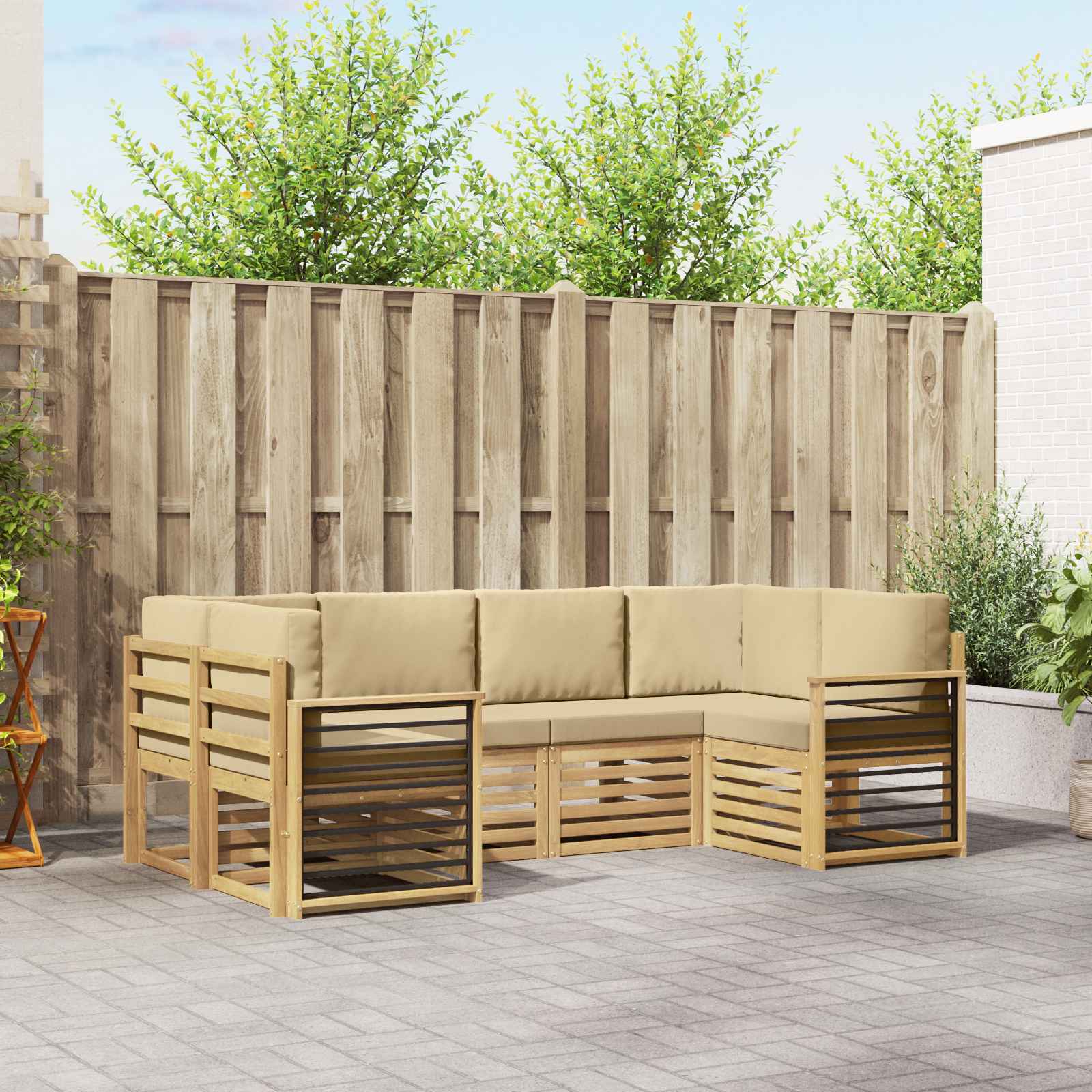 vidaXL Sofa-Sets 6 pcs Naturel Massief Acaciahout