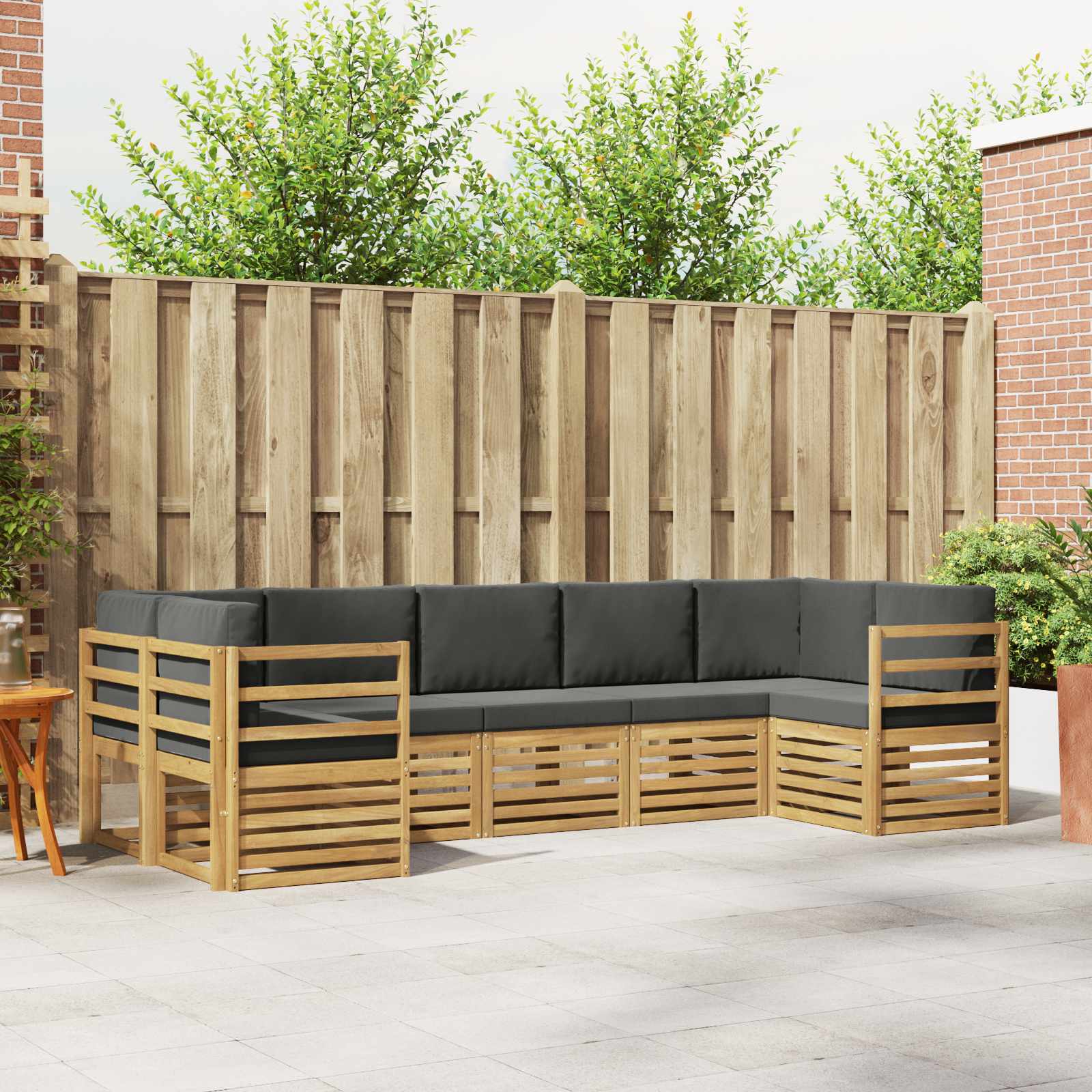 vidaXL Sofa-Sets 7 pcs Natuurlijk en Crème Massief Acaciahout