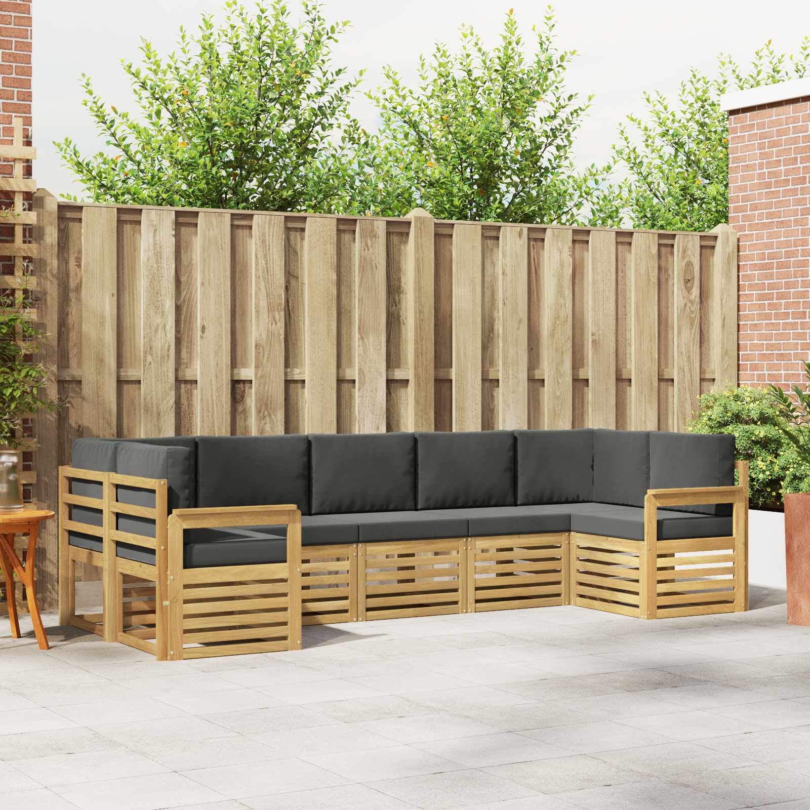 vidaXL Sofa-Sets 7 pcs Natuurlijk en Crème Massief Acaciahout