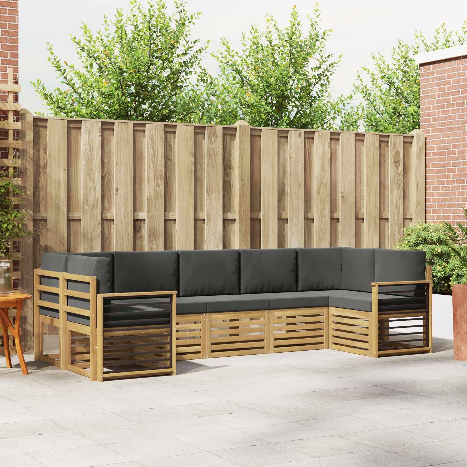 vidaXL Sofa-Sets 7 pcs Natuurlijk en Crème Massief Acaciahout