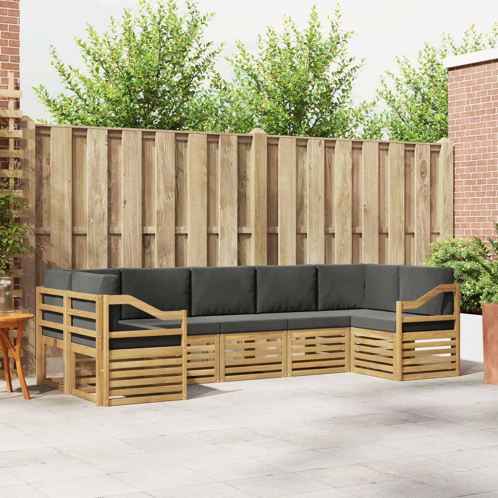 vidaXL Sofa-Sets 7 pcs Natuurlijk en Crème Massief Acaciahout