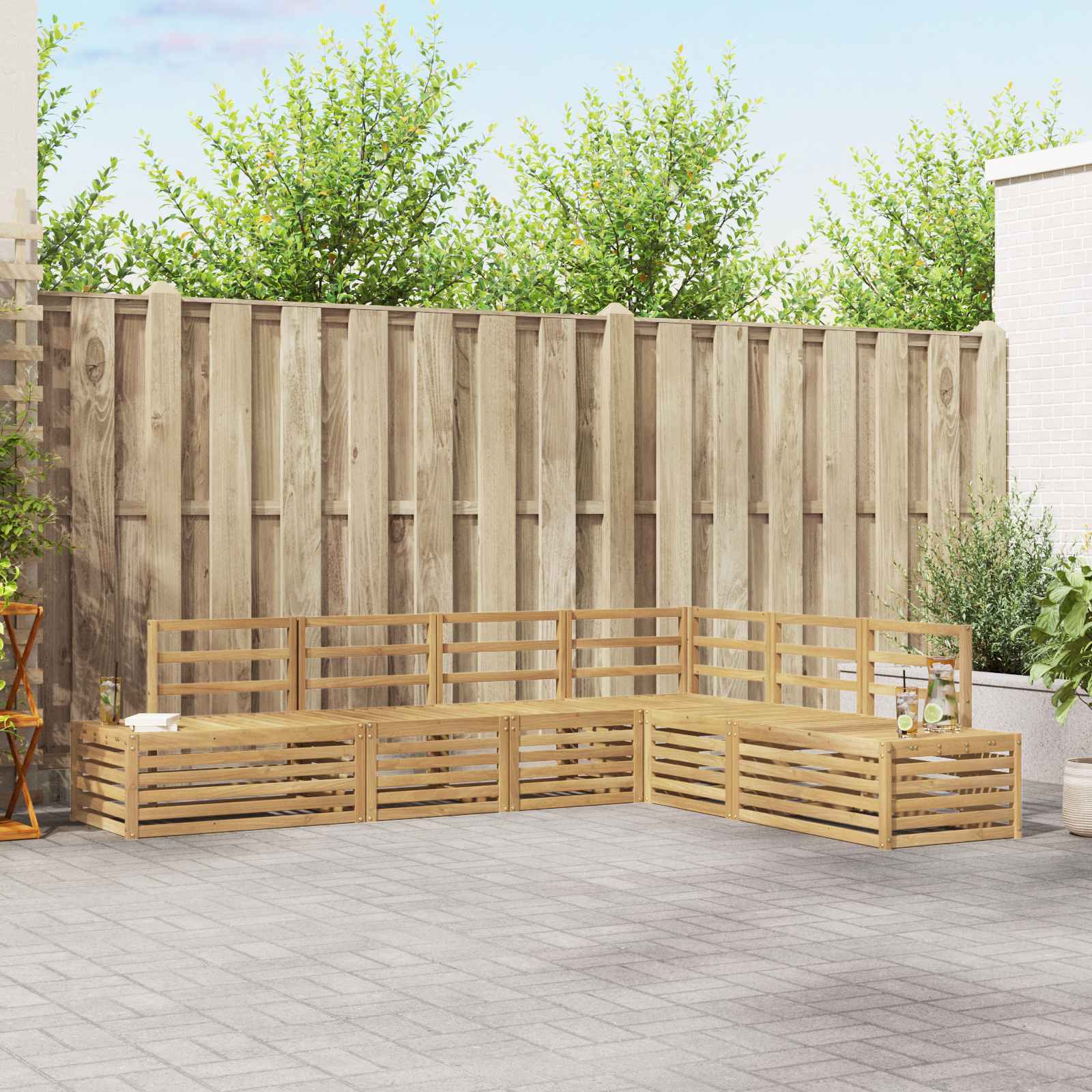 vidaXL Sofa-Sets met kussen 6 Stuk Natuurlijk en Crème