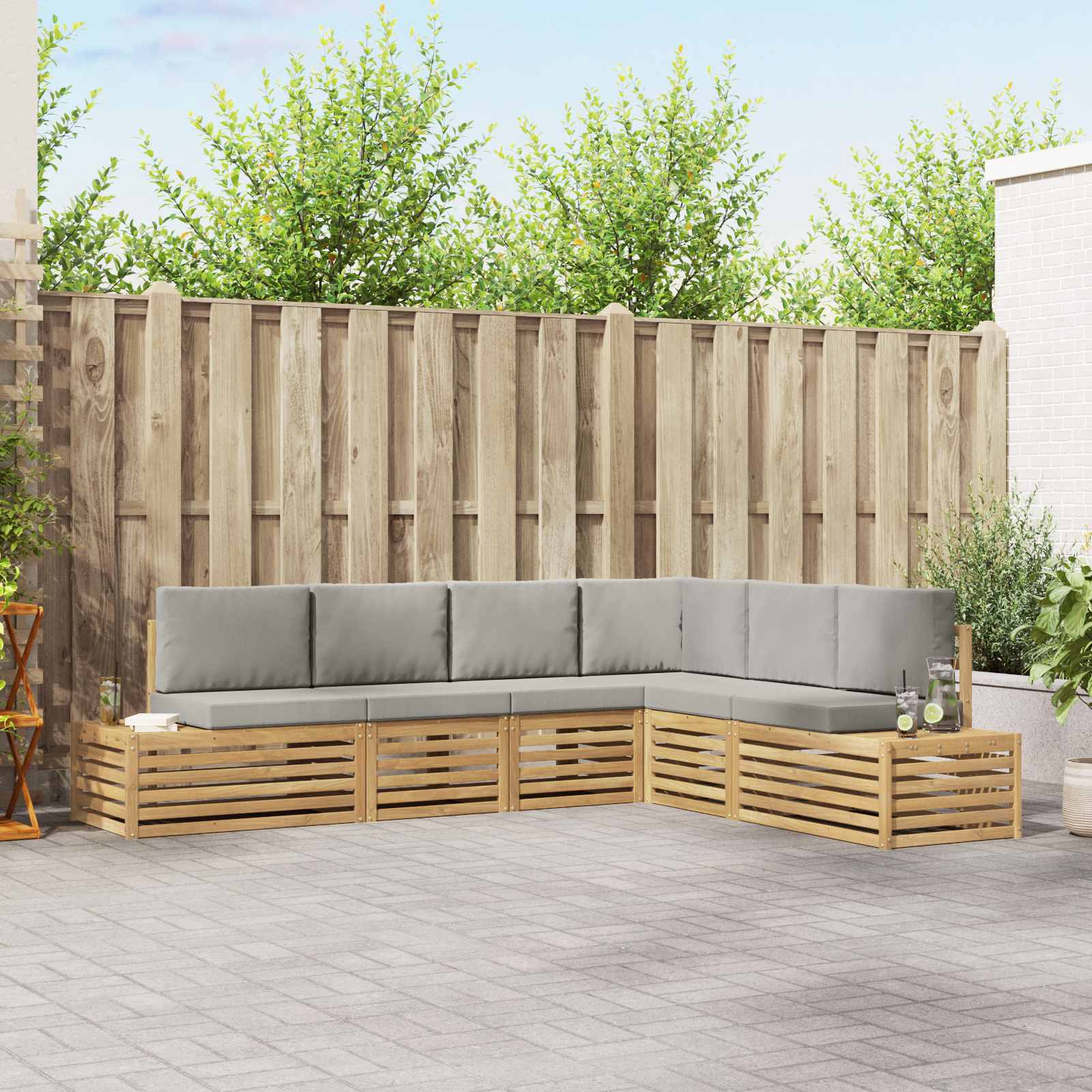vidaXL Sofa-Sets met kussen 6 Stuk Natuurlijk en Crème