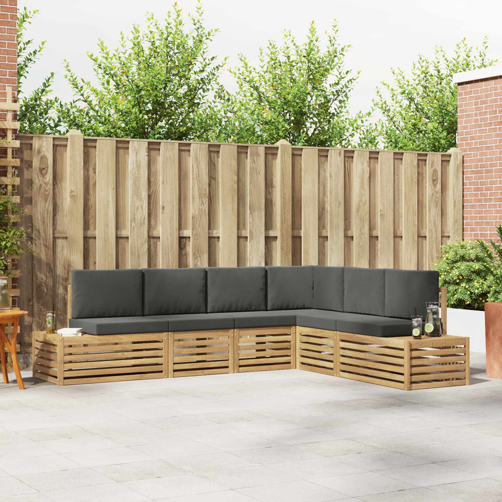 vidaXL Sofa-Sets met kussen 6 Stuk Natuurlijk en Crème