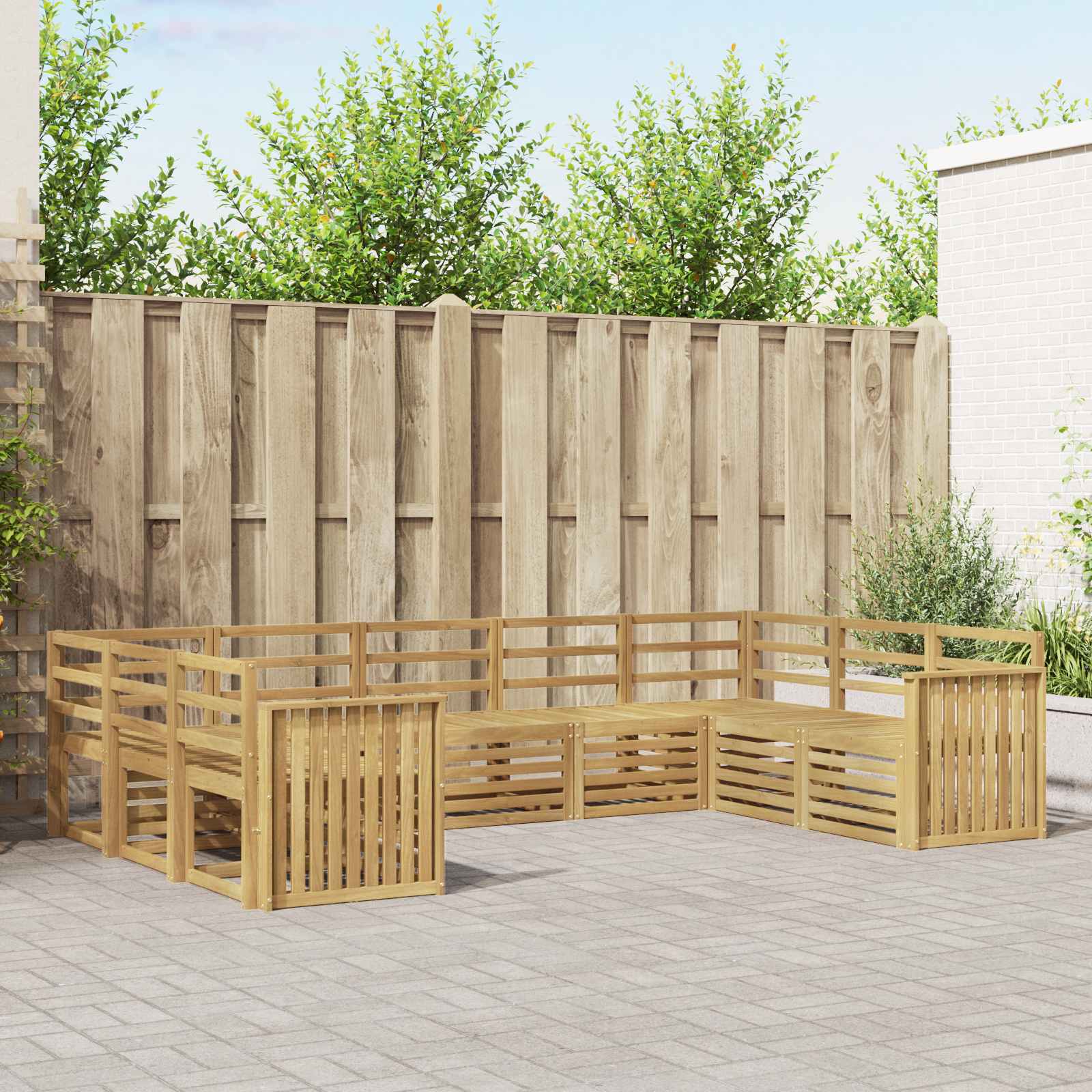 vidaXL Sofa-Sets 9 pcs Natuurlijk en Crème Massief Acaciahout