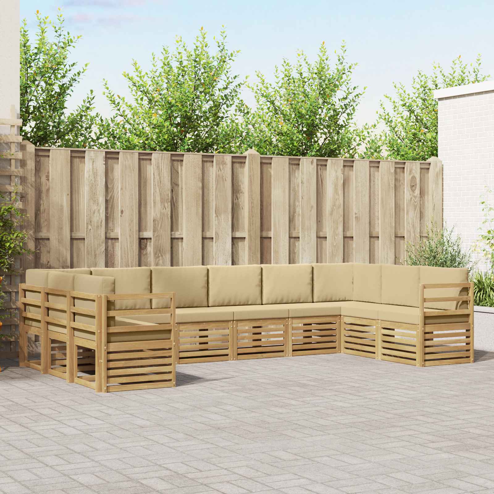 vidaXL Sofa-Sets 10 pcs Naturel Massief Acaciahout
