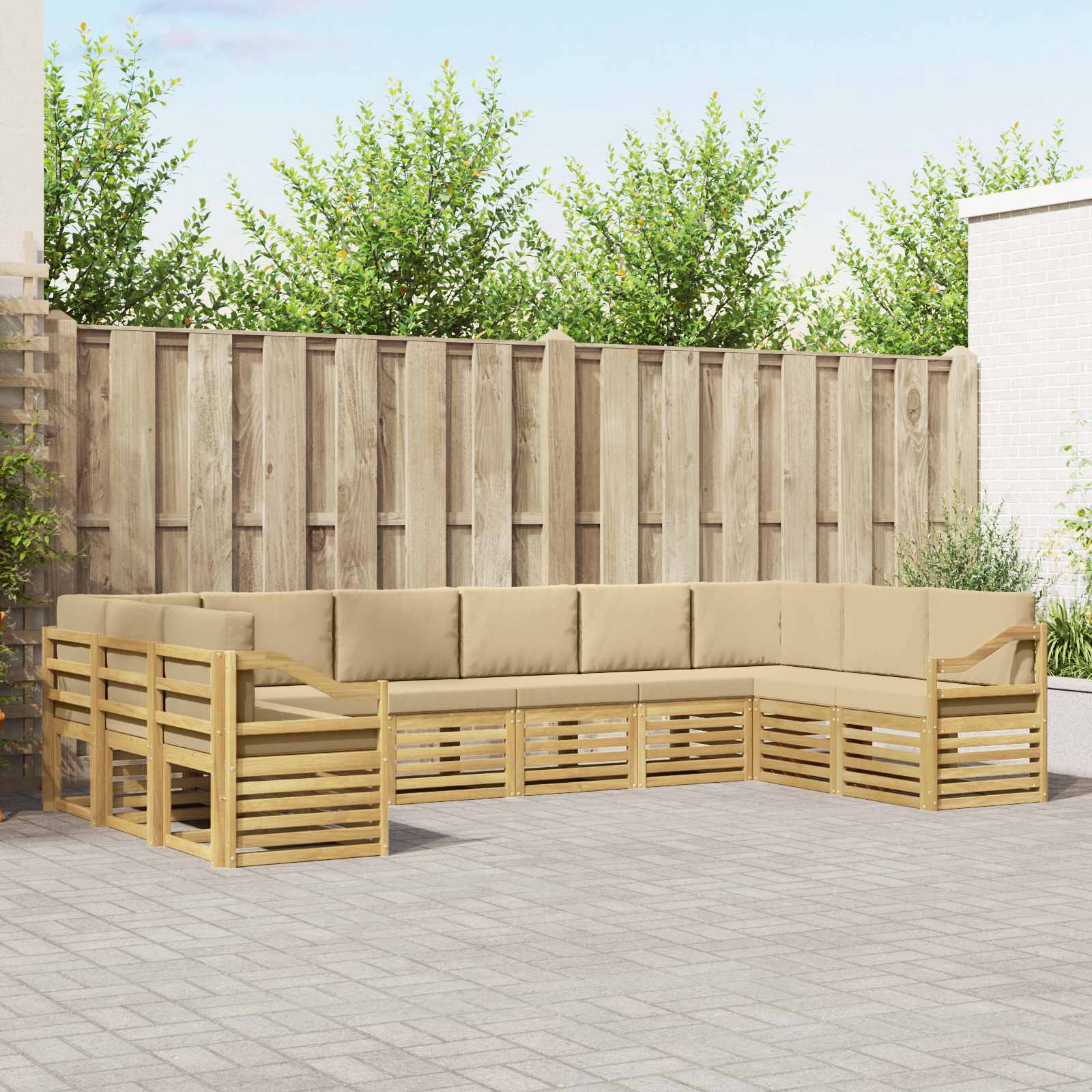 vidaXL Sofa-Sets 10 pcs Naturel Massief Acaciahout