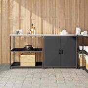 vidaXL Keukenopslag set 2 pcs Zwart 180 x 50 x 92 cm Koudgewalst staal