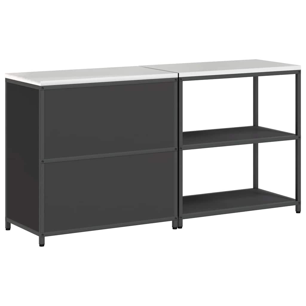 vidaXL Keukenopslag set 2 pcs Zwart 180 x 50 x 92 cm Koudgewalst staal