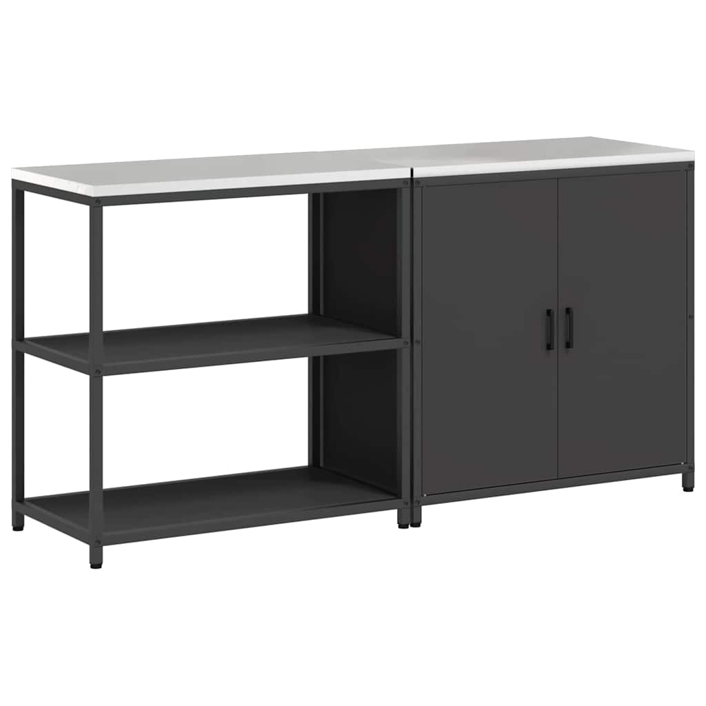 vidaXL Keukenopslag set 2 pcs Zwart 180 x 50 x 92 cm Koudgewalst staal