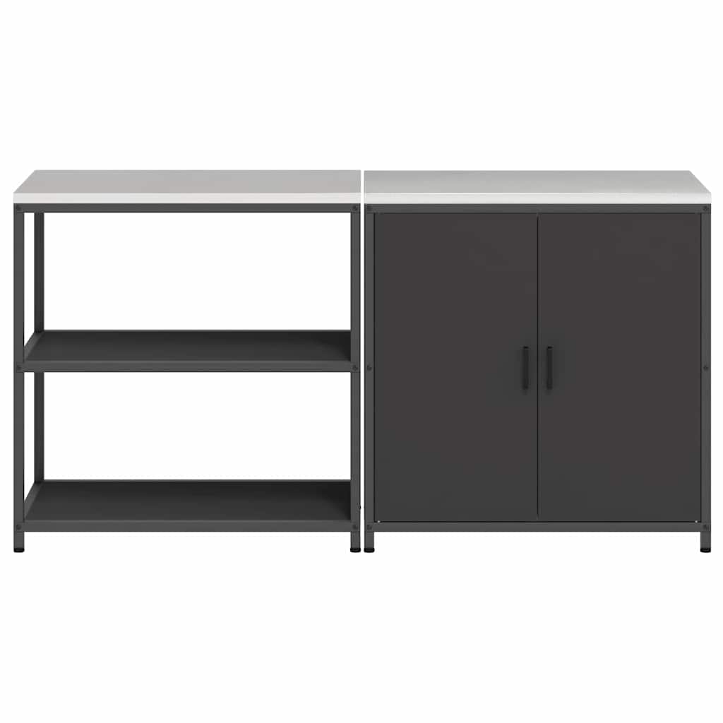 vidaXL Keukenopslag set 2 pcs Zwart 180 x 50 x 92 cm Koudgewalst staal