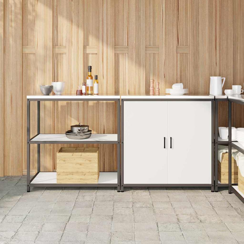 vidaXL Keukenopslag set 2 pcs Zwart 180 x 50 x 92 cm Koudgewalst staal