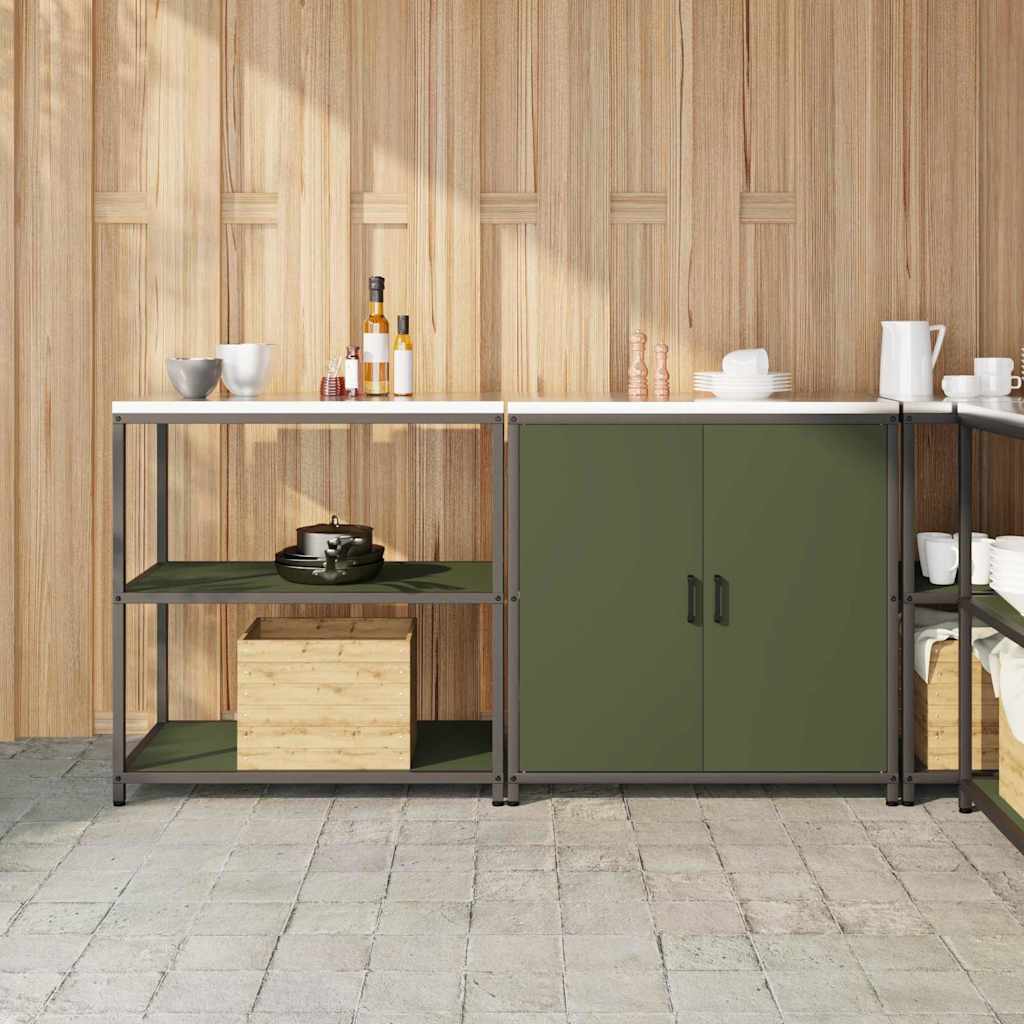 vidaXL Keukenopslag set 2 pcs Zwart 180 x 50 x 92 cm Koudgewalst staal