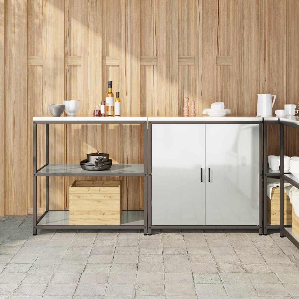vidaXL Keukenopslag set 2 pcs Zwart 180 x 50 x 92 cm Koudgewalst staal