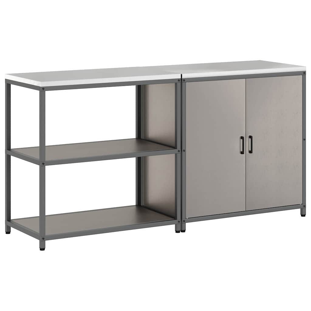 vidaXL Keukenopslag set 2 pcs Zwart 180 x 50 x 92 cm Koudgewalst staal