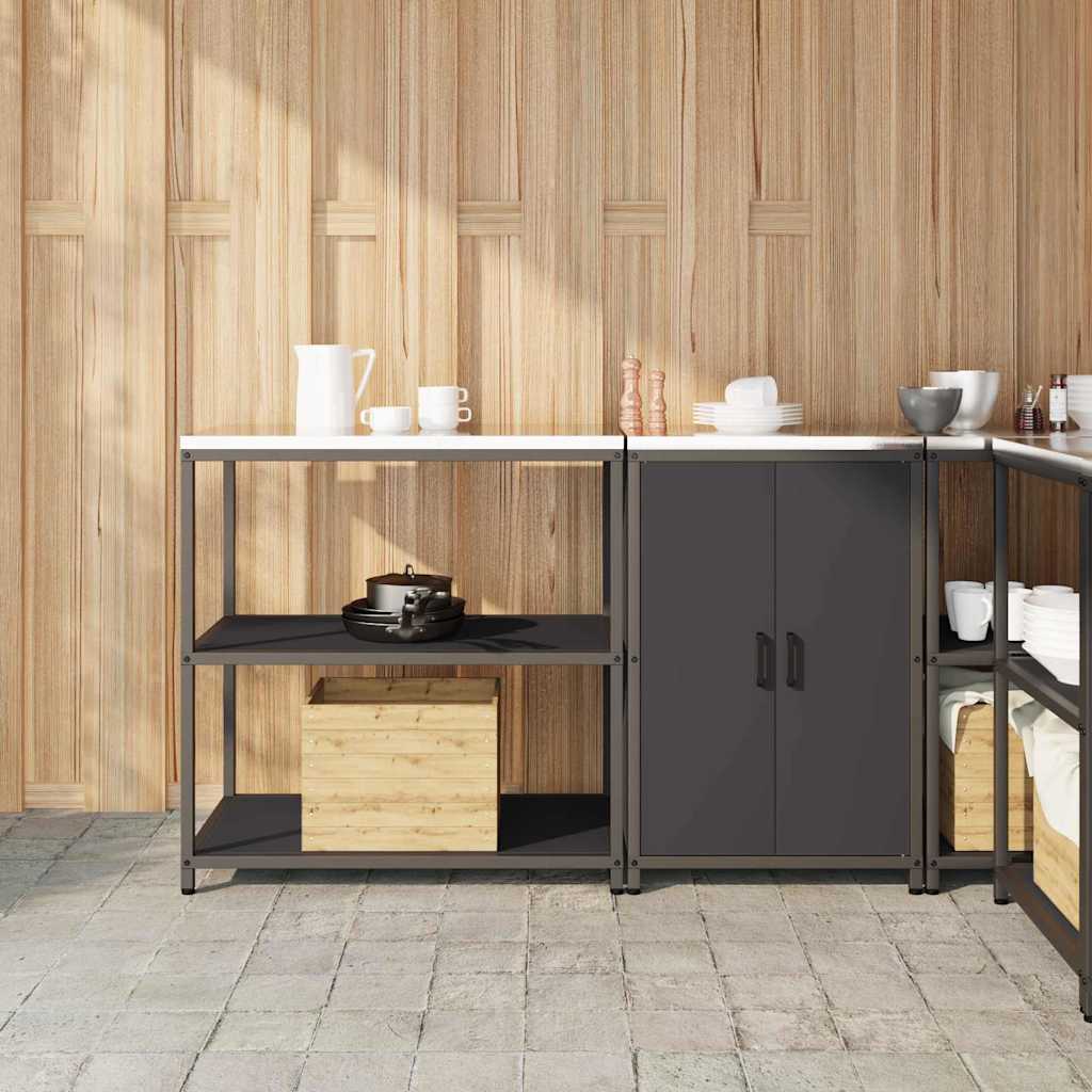 vidaXL Keukenopslag set 2 pcs Zwart 150 x 50 x 92 cm Koudgewalst staal