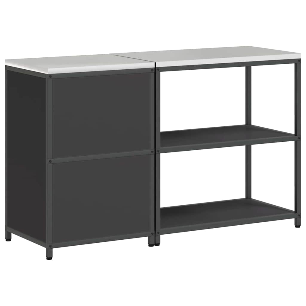 vidaXL Keukenopslag set 2 pcs Zwart 150 x 50 x 92 cm Koudgewalst staal