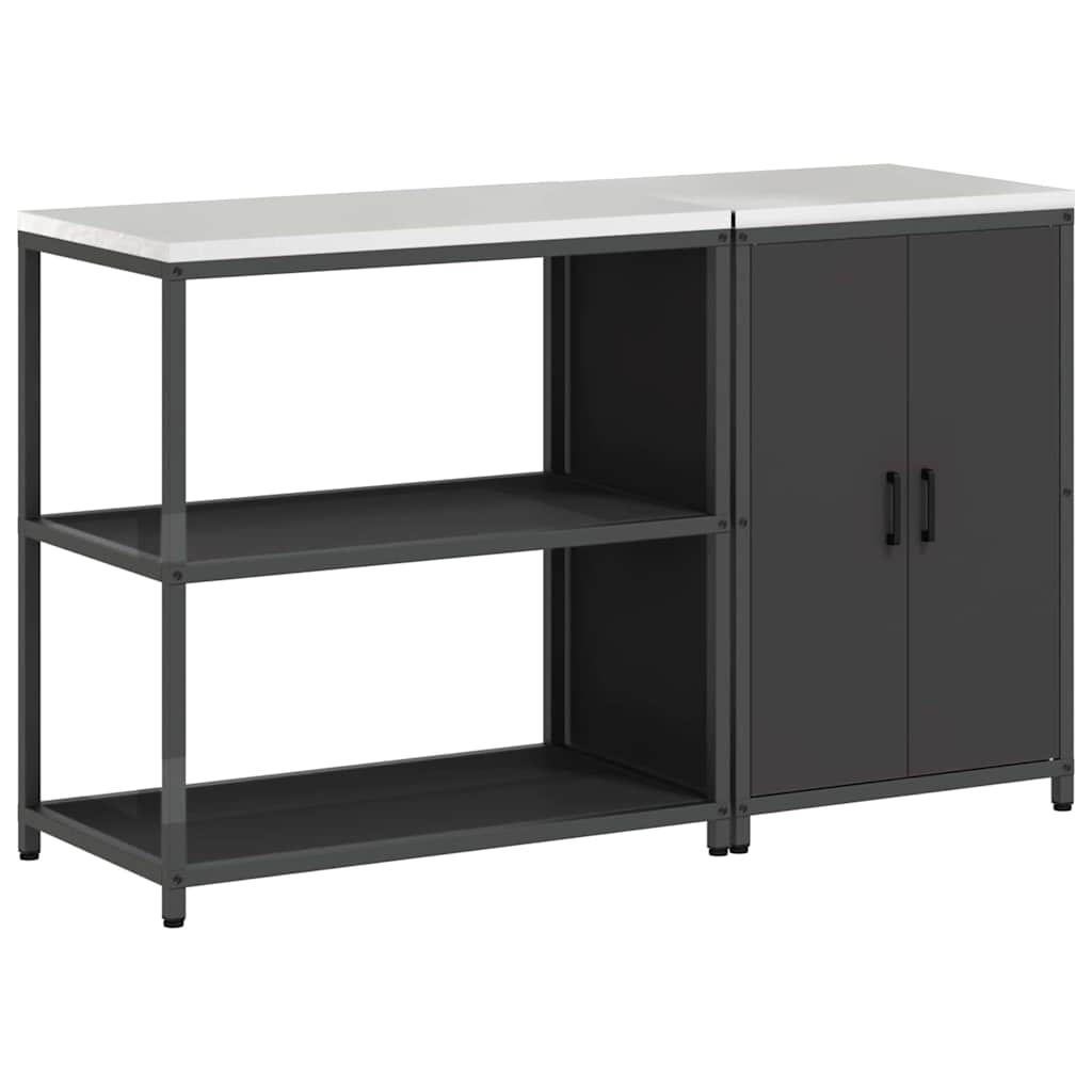 vidaXL Keukenopslag set 2 pcs Zwart 150 x 50 x 92 cm Koudgewalst staal