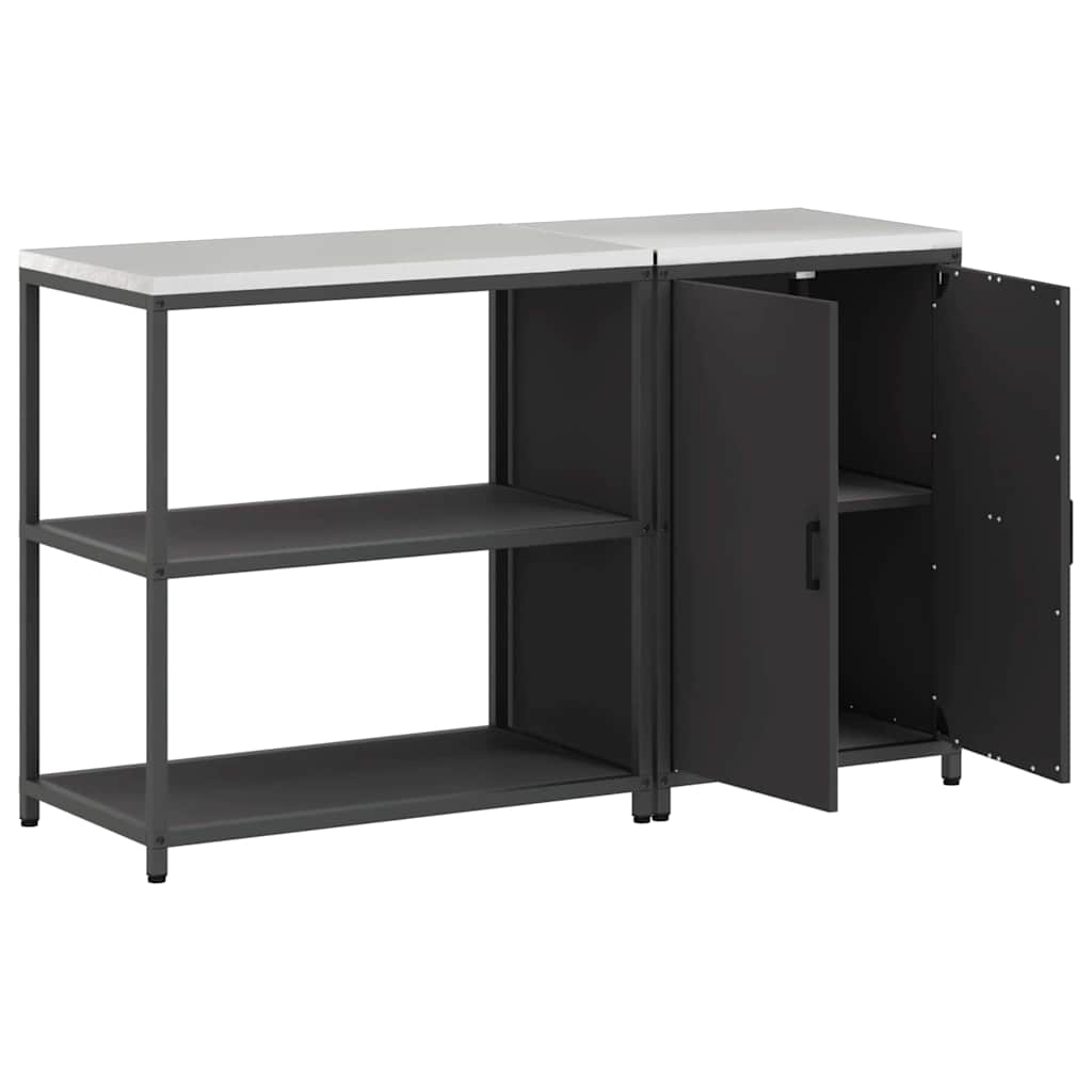 vidaXL Keukenopslag set 2 pcs Zwart 150 x 50 x 92 cm Koudgewalst staal