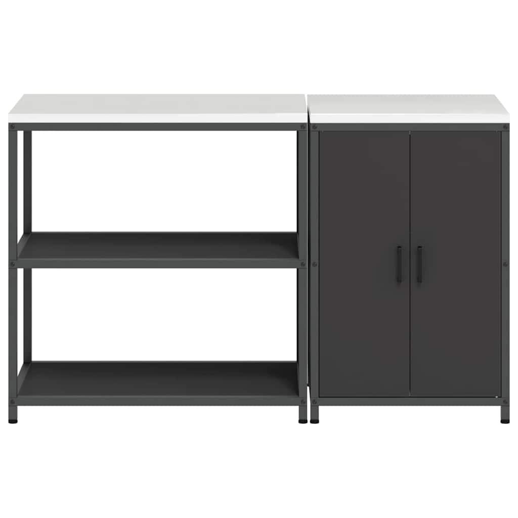 vidaXL Keukenopslag set 2 pcs Zwart 150 x 50 x 92 cm Koudgewalst staal