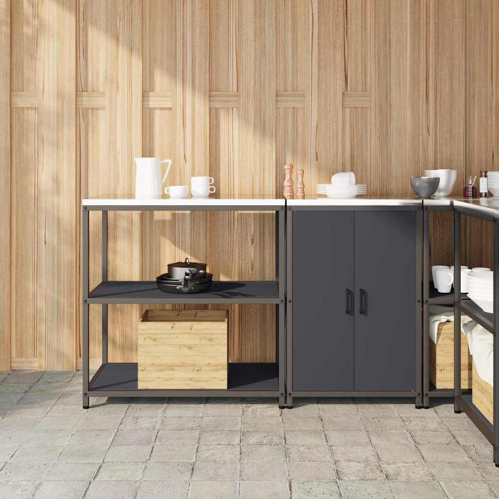 vidaXL Keukenopslag set 2 pcs Zwart 150 x 50 x 92 cm Koudgewalst staal