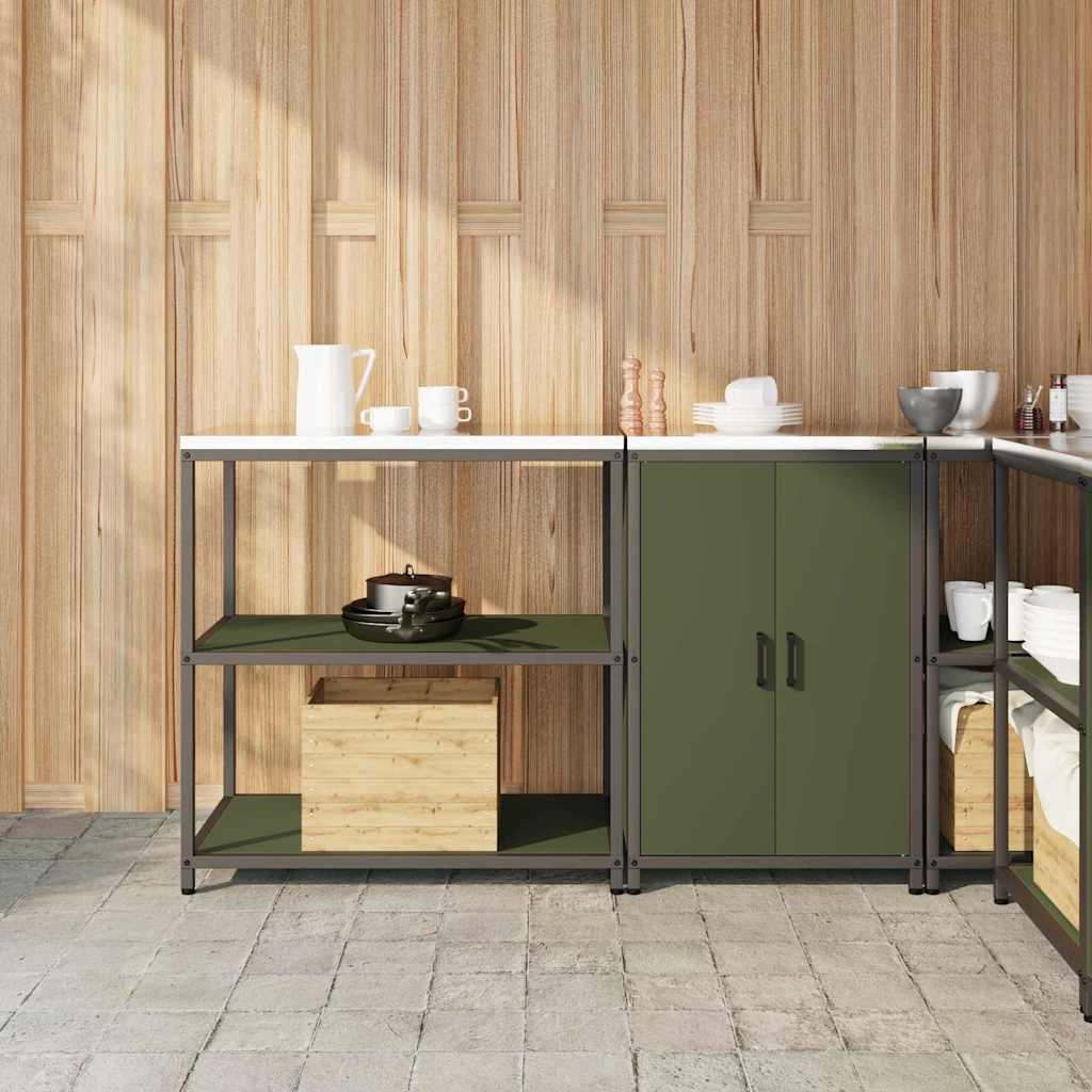 vidaXL Keukenopslag set 2 pcs Zwart 150 x 50 x 92 cm Koudgewalst staal