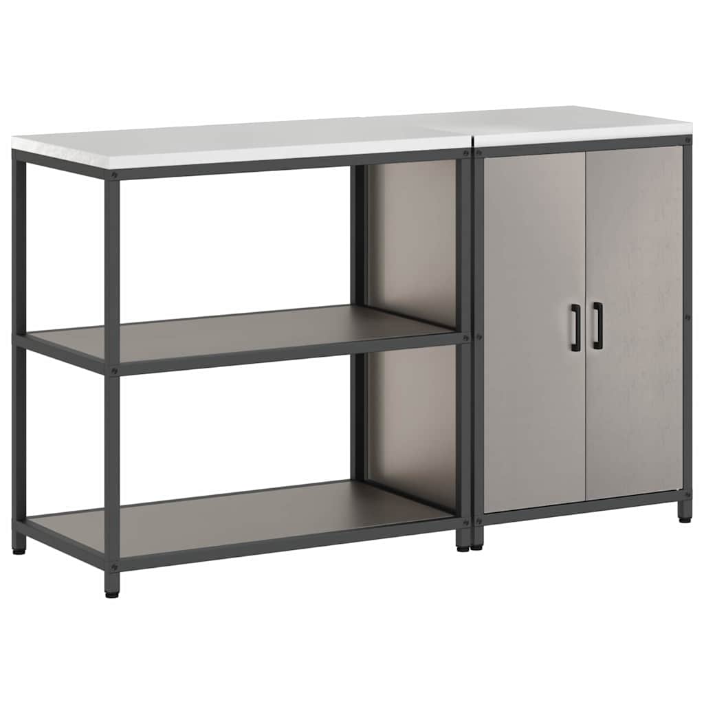 vidaXL Keukenopslag set 2 pcs Zwart 150 x 50 x 92 cm Koudgewalst staal